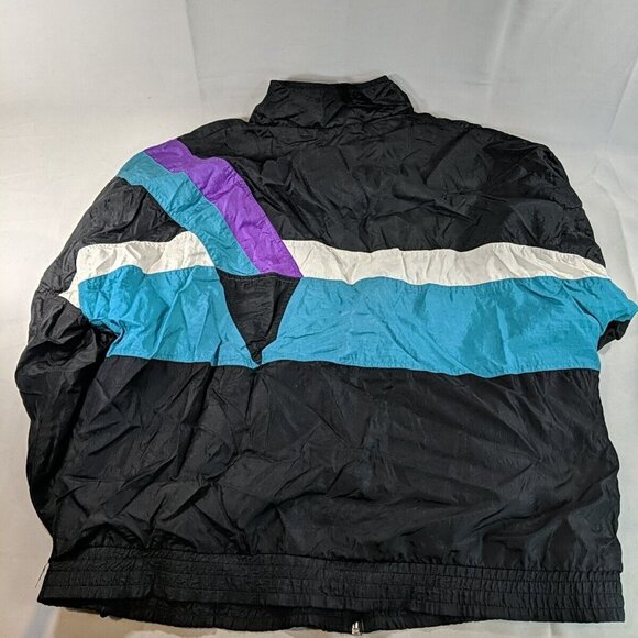 Vengo Vintage Jacket Windbreaker Black Green Purple 90s M Medium Lined Men's Zip - Picture 13 of 13